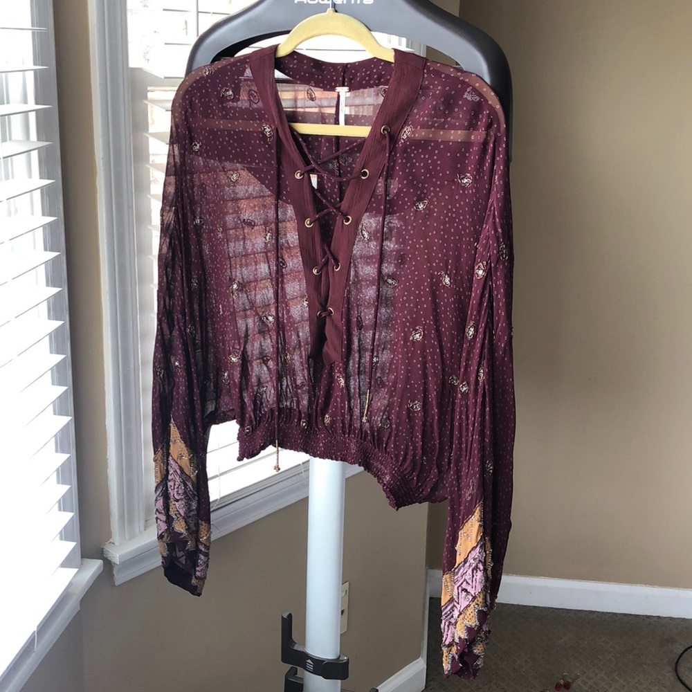 Cropped Embellished Sheer Free People Top